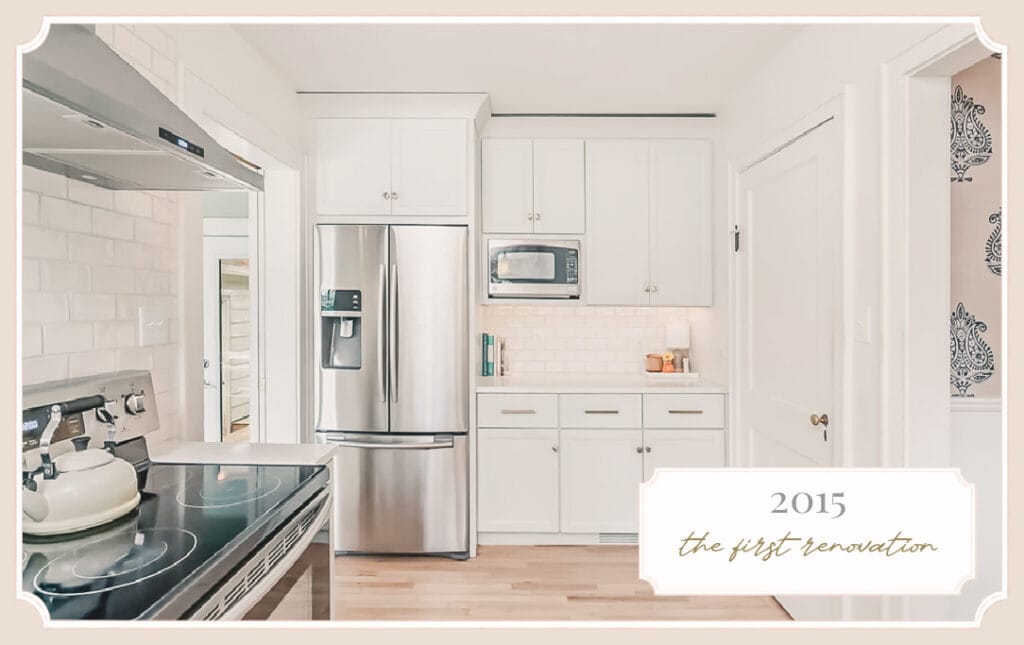 Renovated kitchen at The Cottage at Foxhavens, representing the first major restoration completed in 2015.